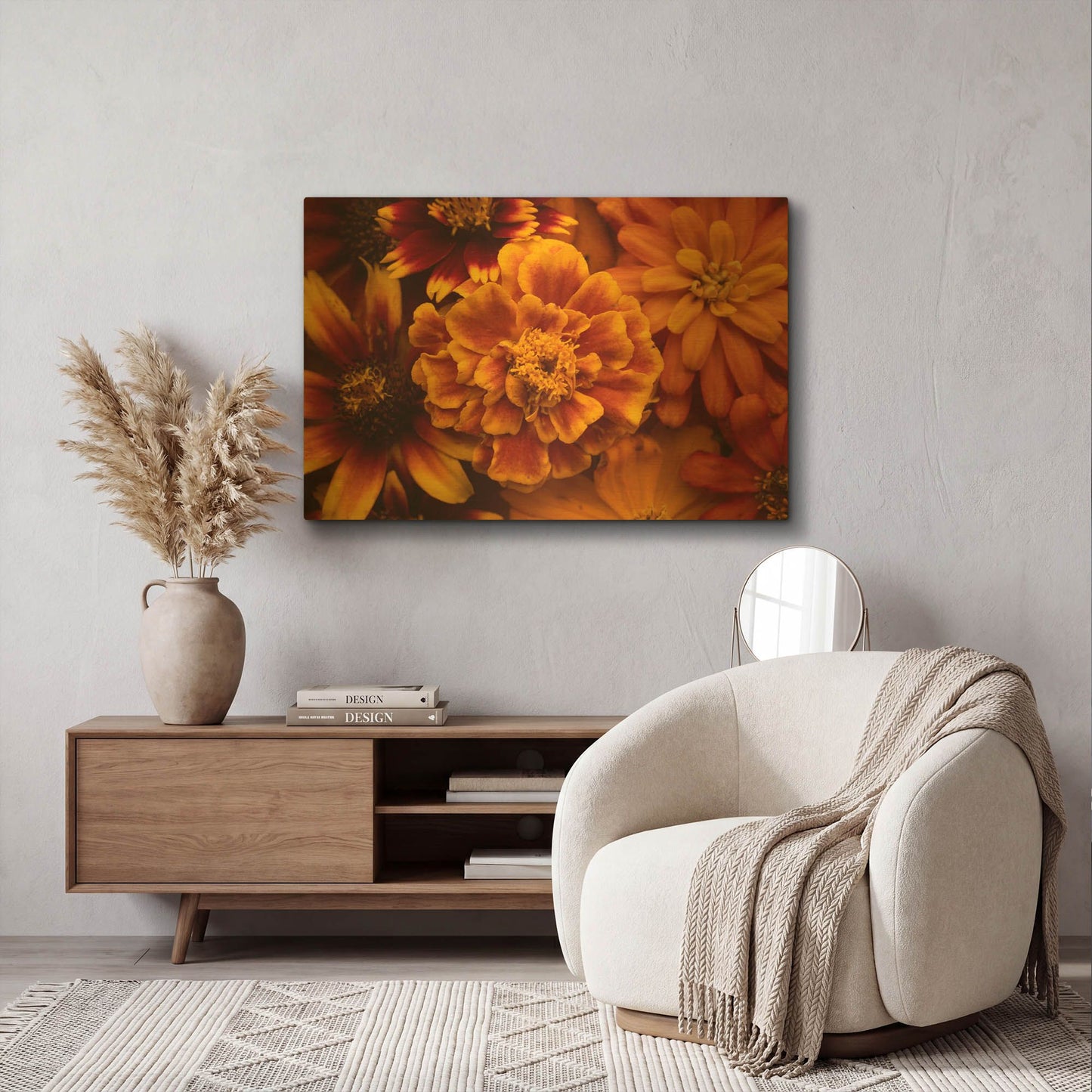 'Marigold Petals' By Leah McLean Gold Metal Wall Art