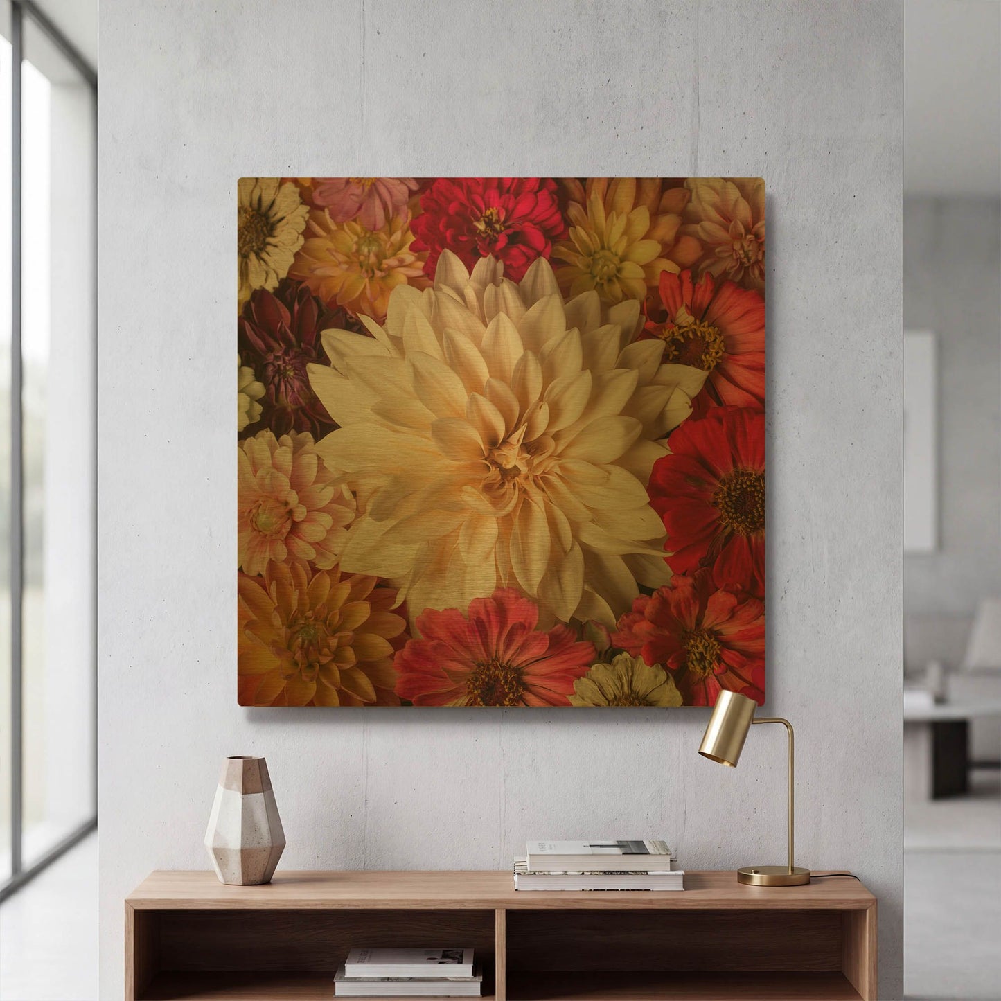 'Dahlia Waltz' By Leah McLean Gold Metal Wall Art