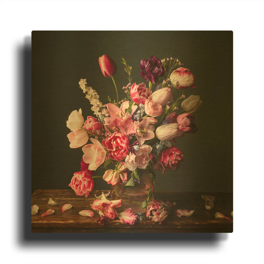 'Spring Glory Tulips' By Leah McLean Gold Metal Wall Art