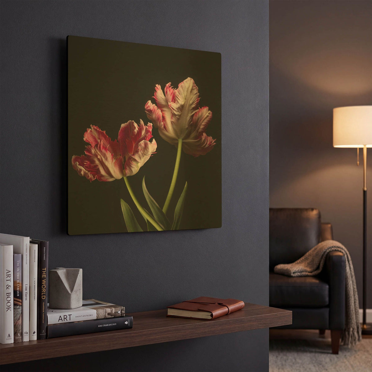 'Open Bloomed Tulips' By Leah McLean Gold Metal Wall Art