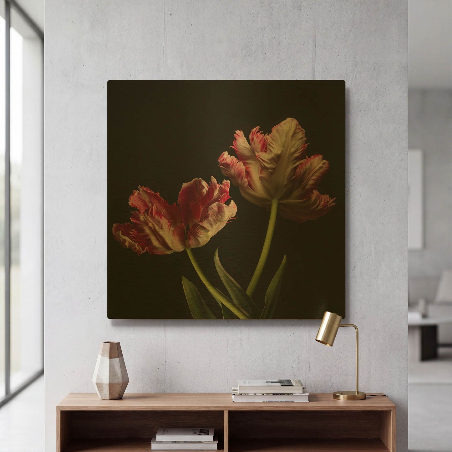 'Open Bloomed Tulips' By Leah McLean Gold Metal Wall Art