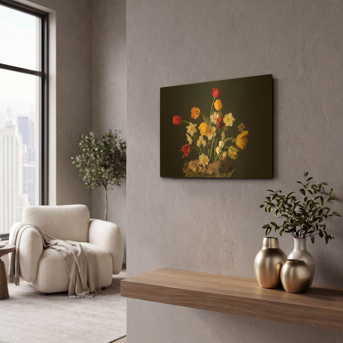 'Spring Fling Blooms' By Leah McLean Gold Metal Wall Art