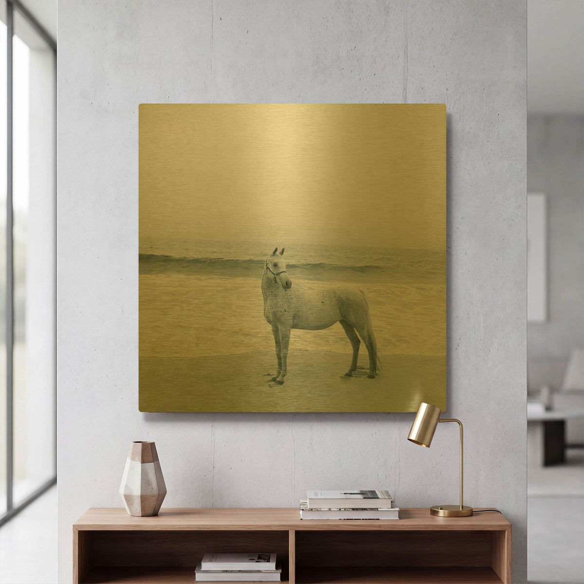 'Carly At The Beach' By Susan Friedman Gold Metal Wall Art