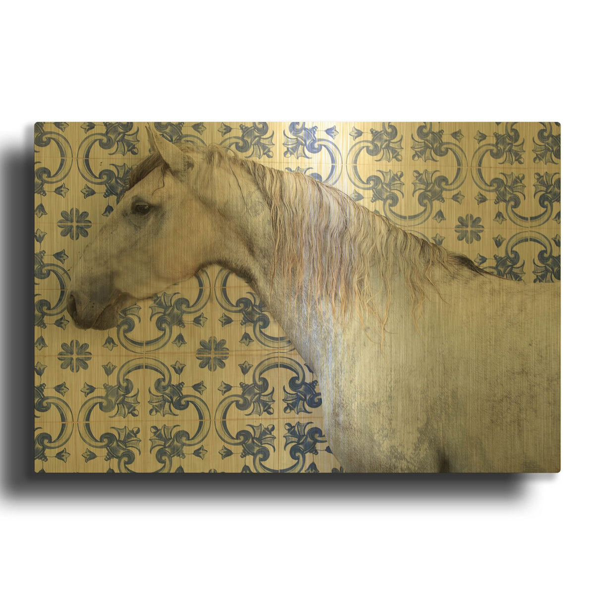 'Tiled Horse' By Susan Friedman Gold Metal Wall Art