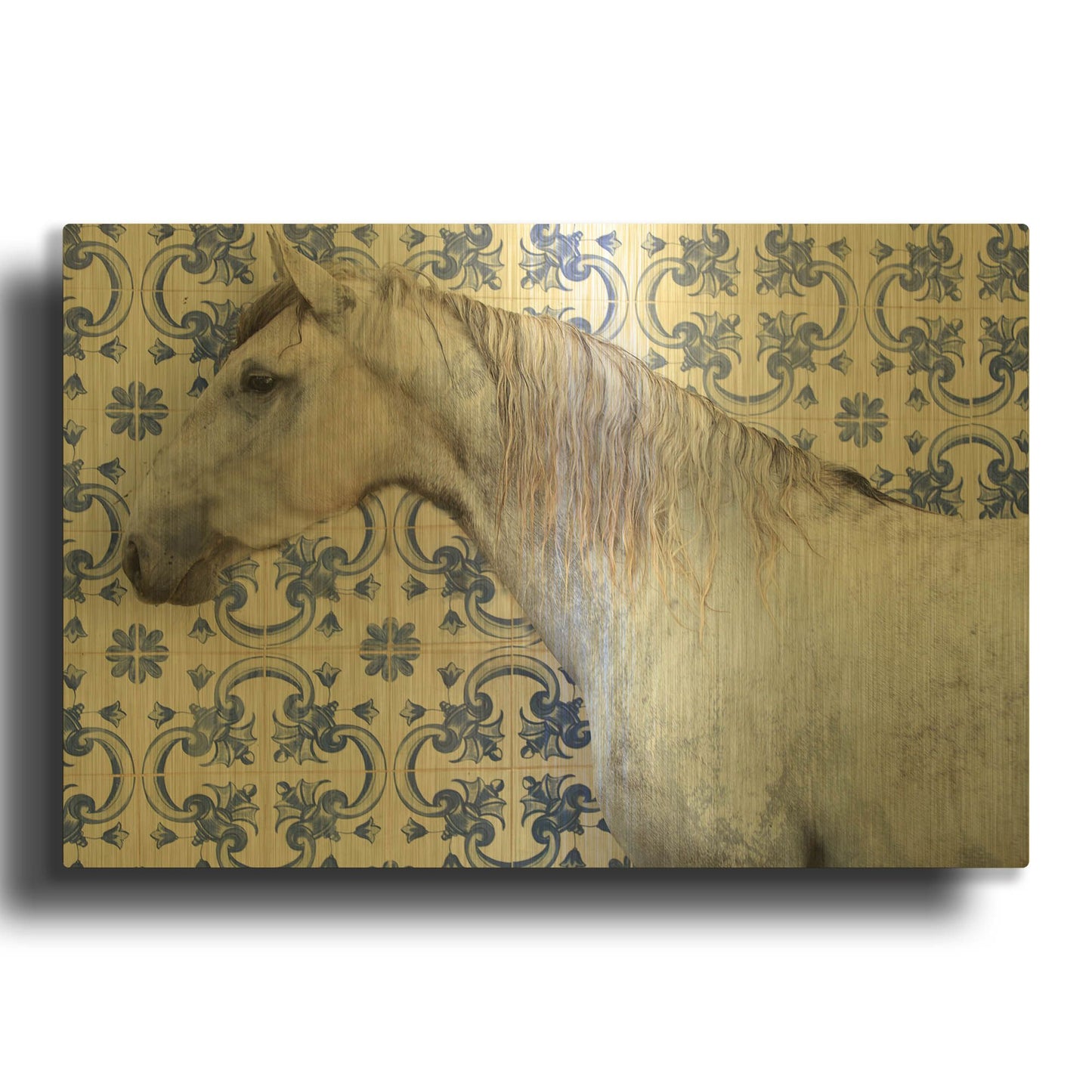 'Tiled Horse' By Susan Friedman Gold Metal Wall Art