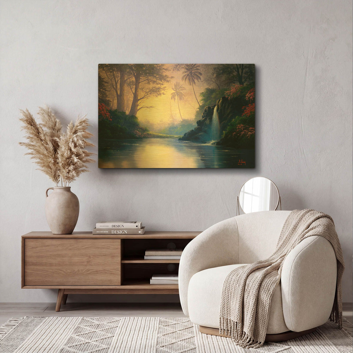 'Mystic Waterfall' By Anthony Casay Gold Metal Wall Art