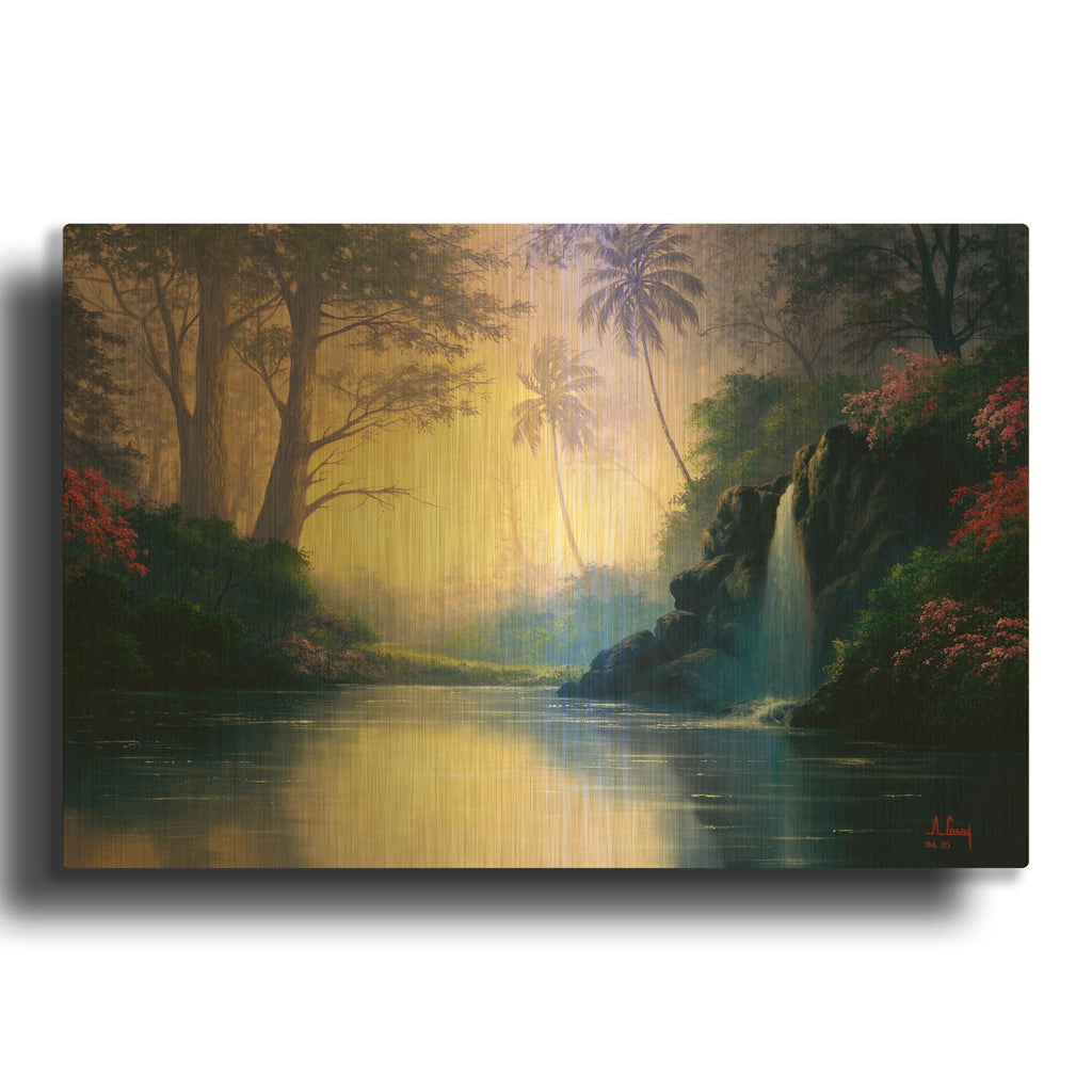 'Mystic Waterfall' By Anthony Casay Gold Metal Wall Art