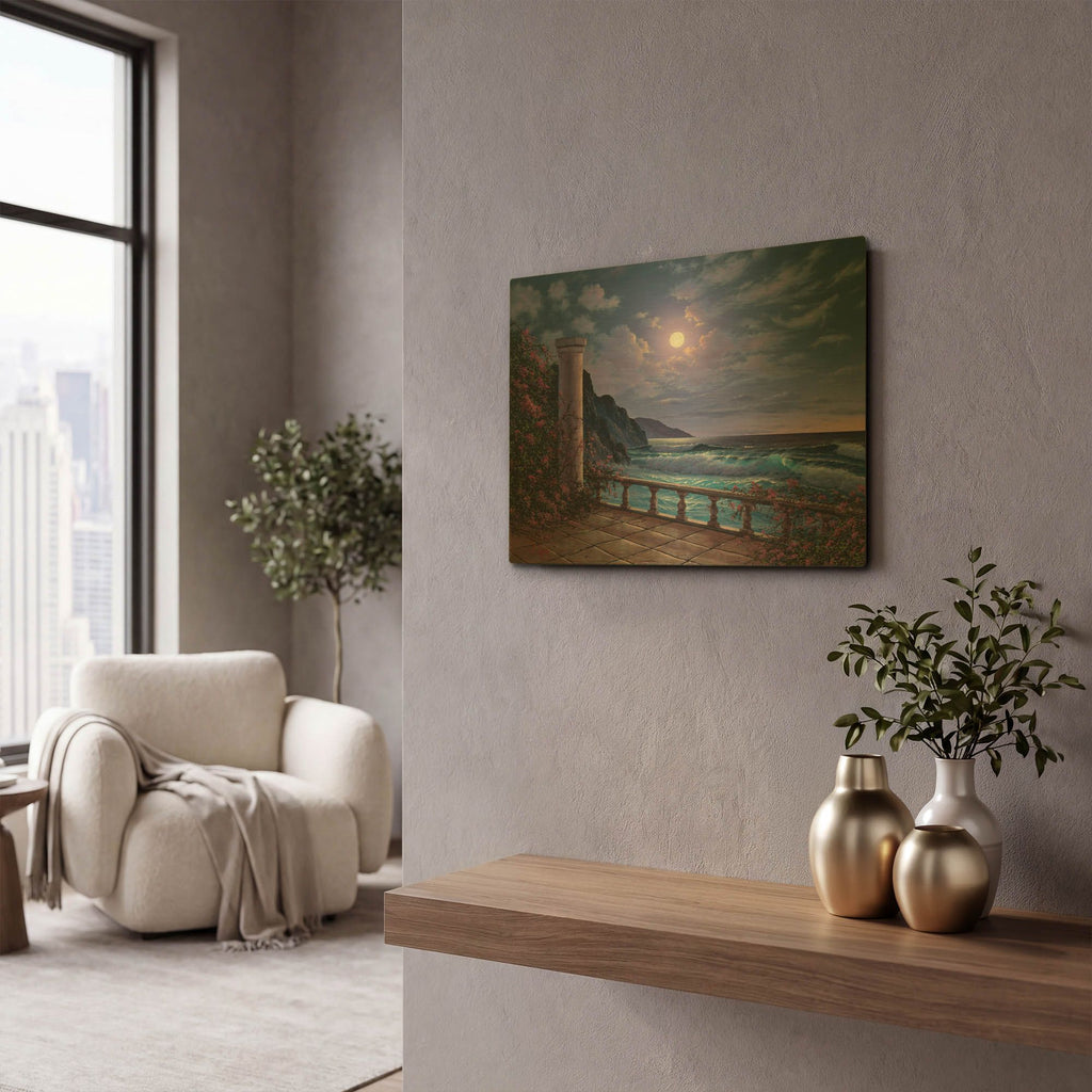 'Moonlight Sea' By Anthony Casay Gold Metal Wall Art