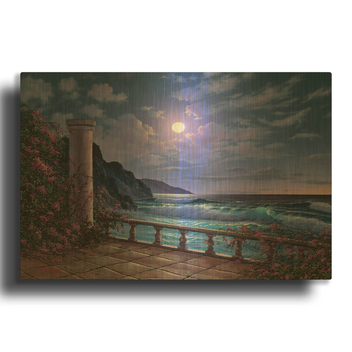 'Moonlight Sea' By Anthony Casay Gold Metal Wall Art