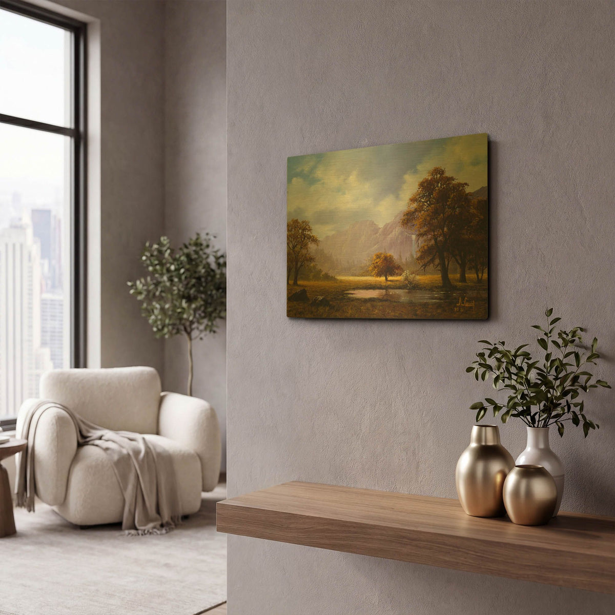 'Ochre fields' By Anthony Casay Gold Metal Wall Art