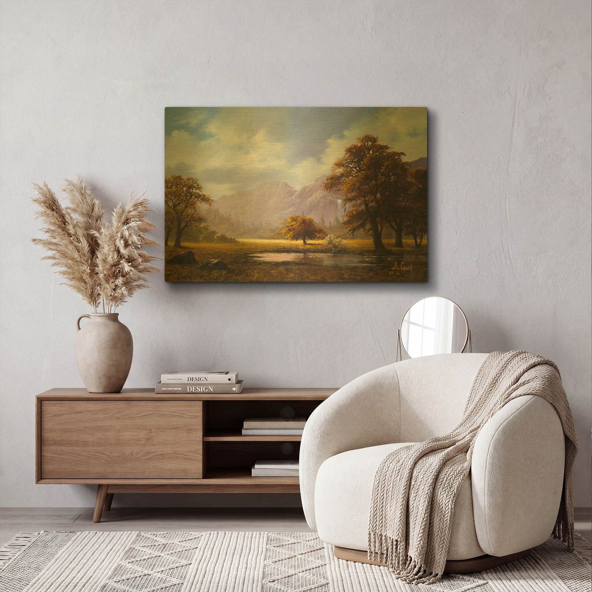 'Ochre fields' By Anthony Casay Gold Metal Wall Art