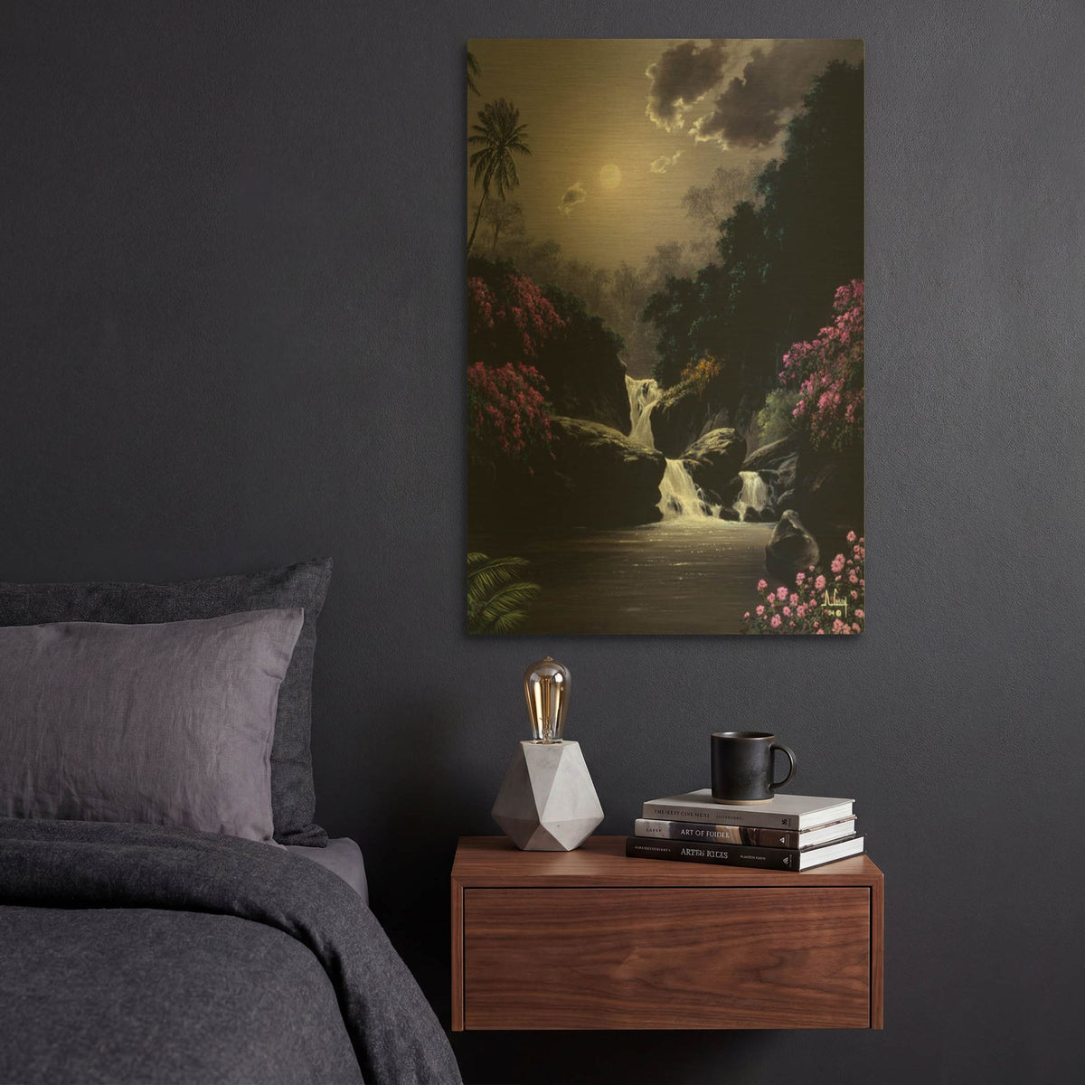 'Moonlight Roses' By Anthony Casay Gold Metal Wall Art