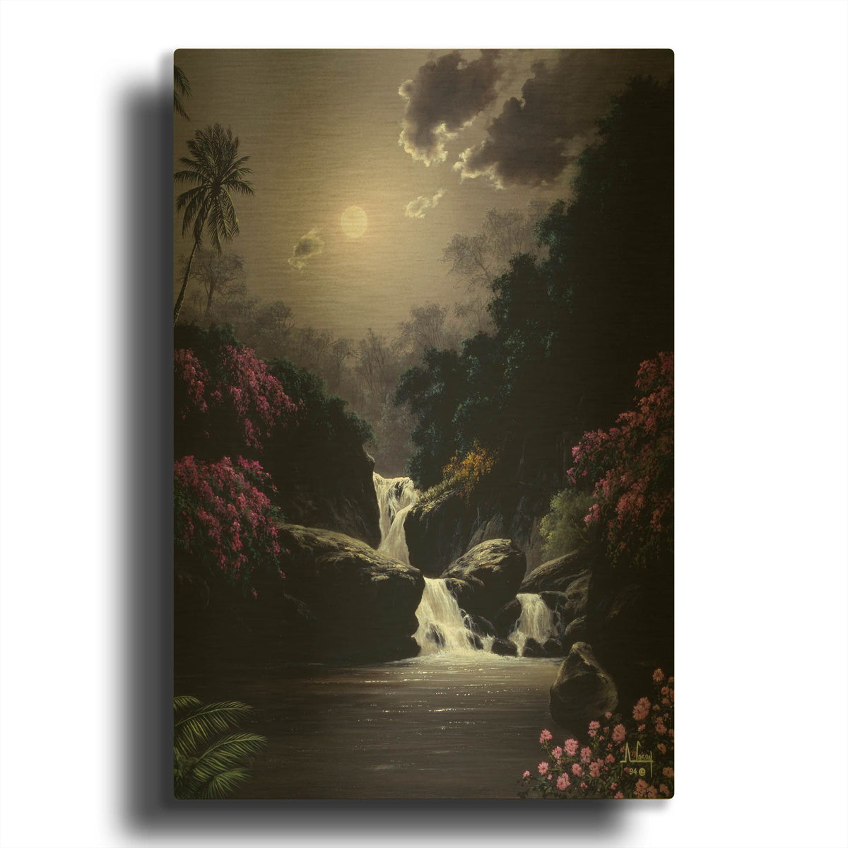 'Moonlight Roses' By Anthony Casay Gold Metal Wall Art