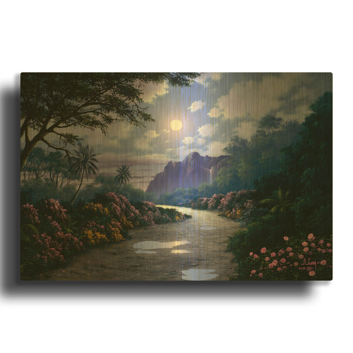 'Moonlight Roses 2' By Anthony Casay Gold Metal Wall Art