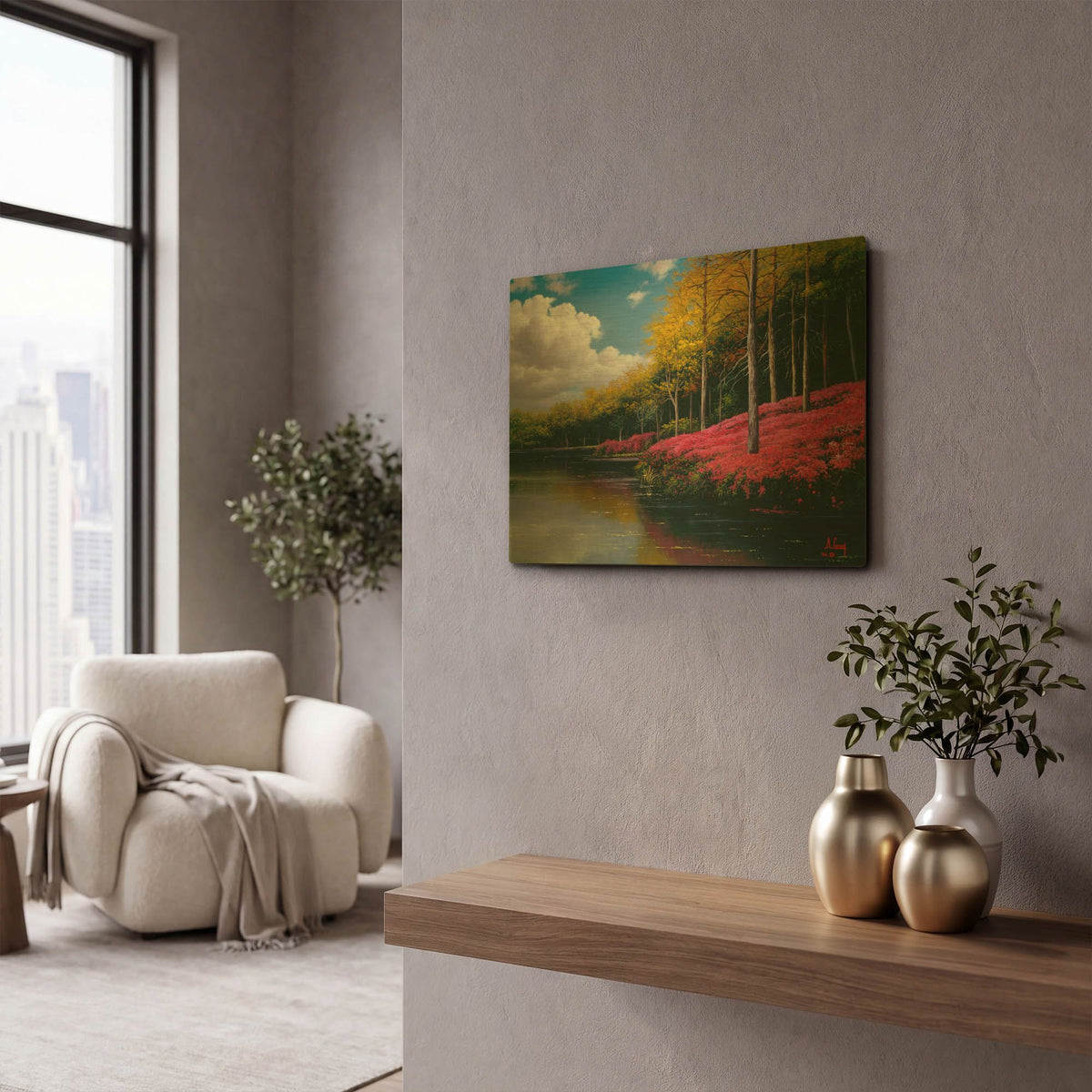 'Lake vibes' By Anthony Casay Gold Metal Wall Art