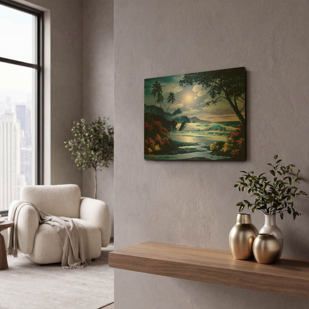 'Moonlight waves' By Anthony Casay Gold Metal Wall Art