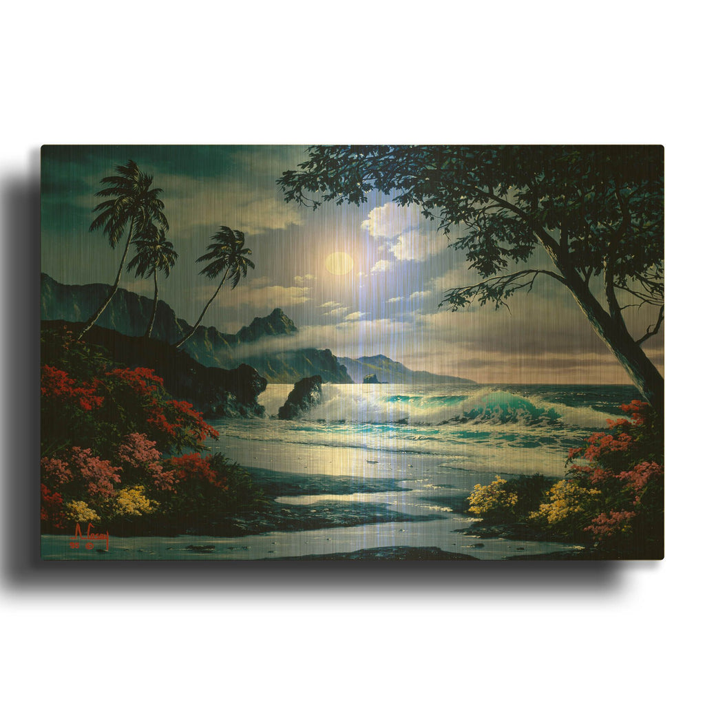 'Moonlight waves' By Anthony Casay Gold Metal Wall Art