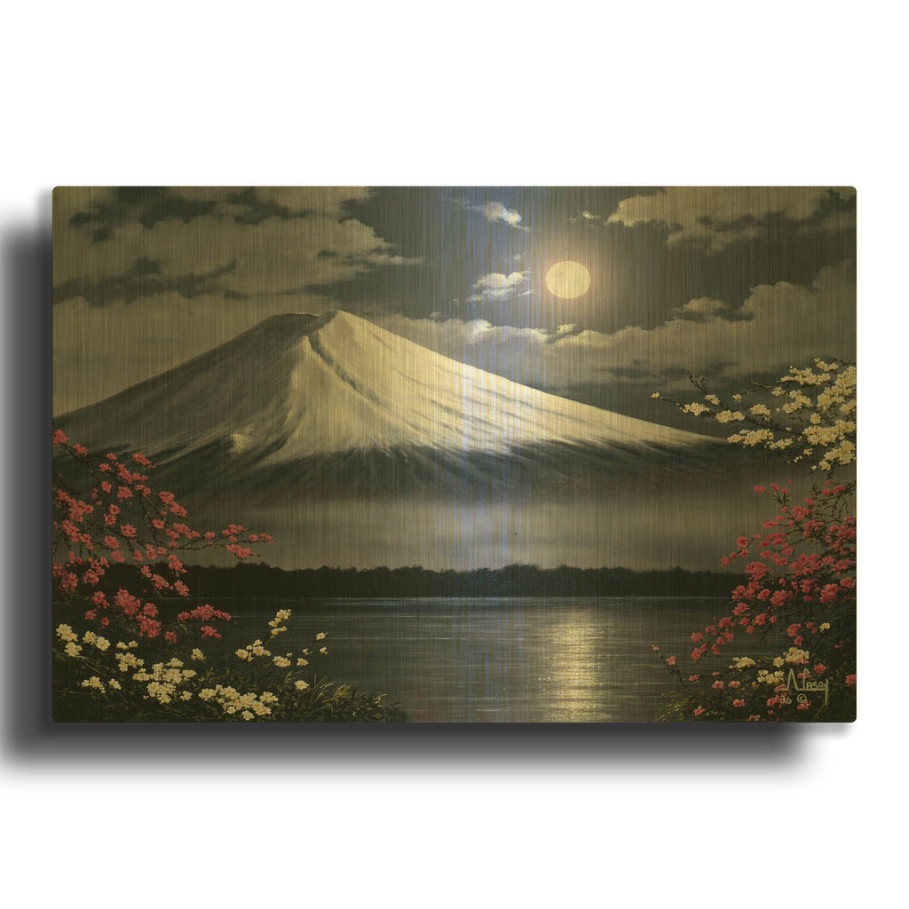 'Moonlight Mountain' By Anthony Casay Gold Metal Wall Art