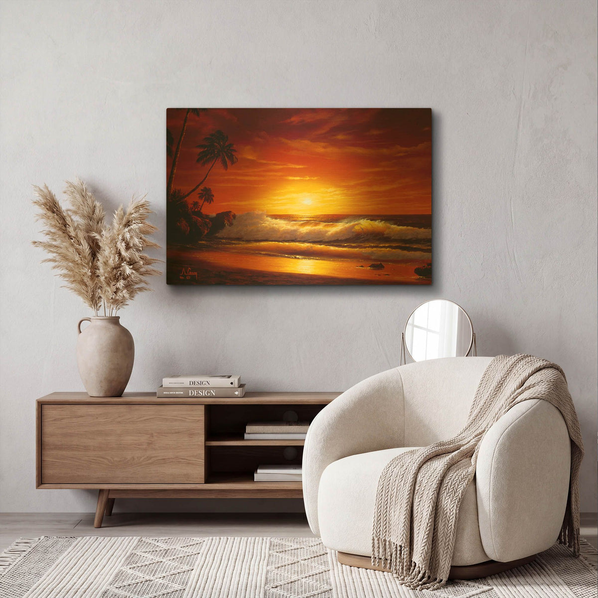 'Fiery Waves' By Anthony Casay Gold Metal Wall Art