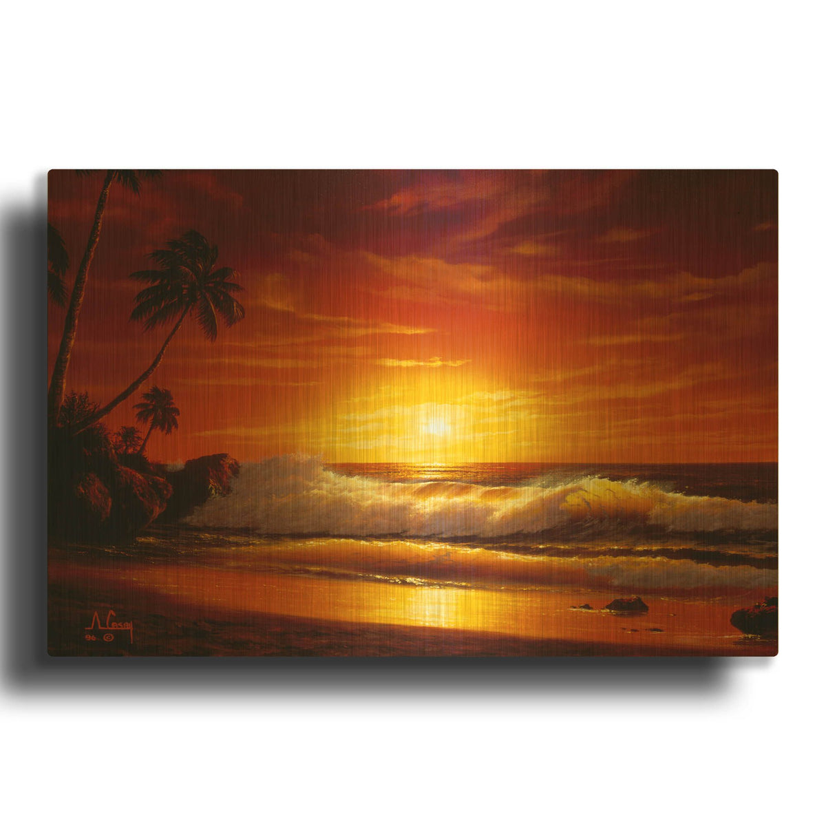 'Fiery Waves' By Anthony Casay Gold Metal Wall Art