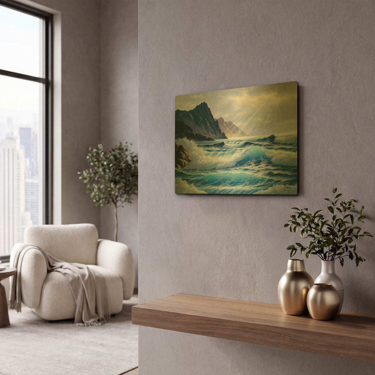 'Perfect Wave' By Anthony Casay Gold Metal Wall Art