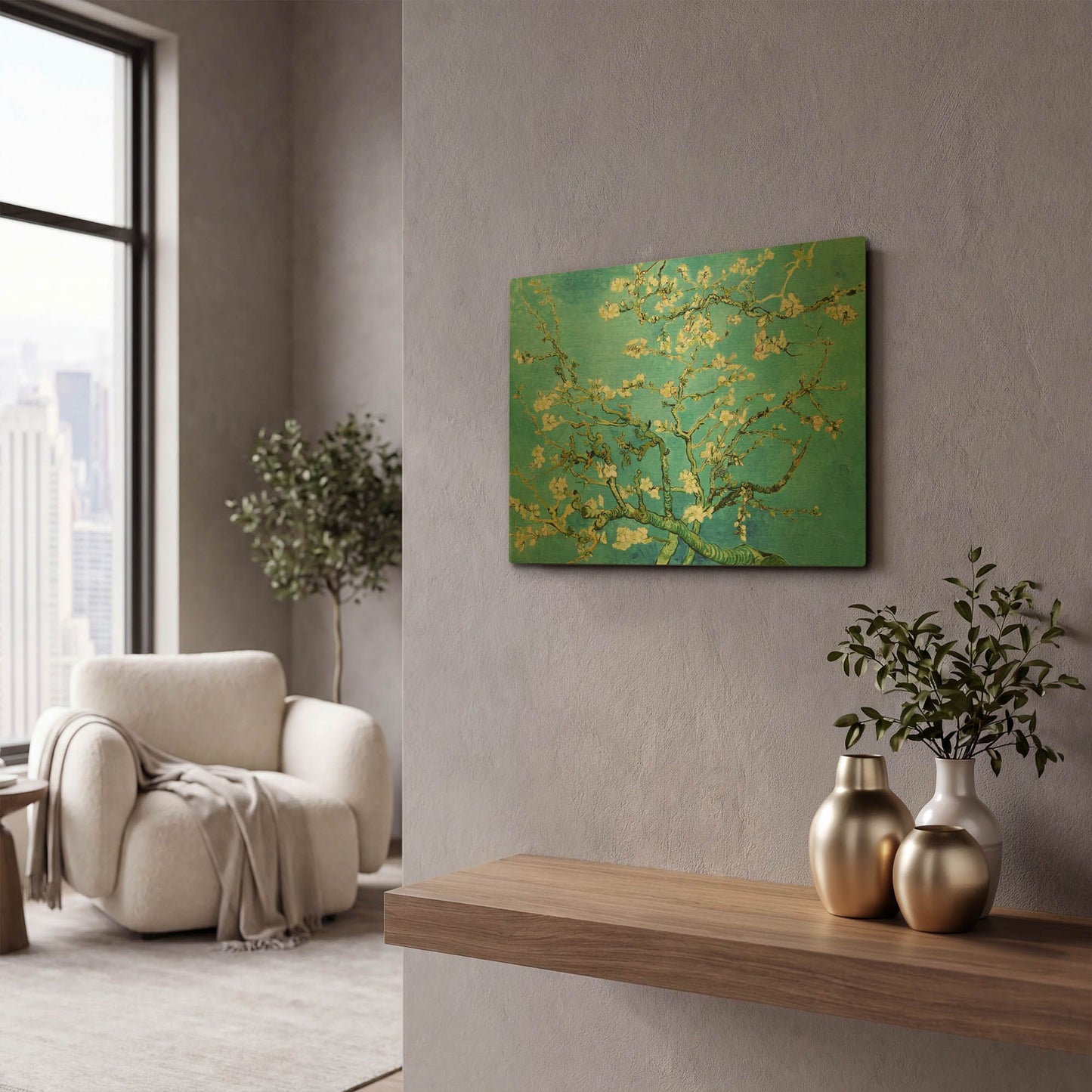 'Almond Blossoms' By Vincent Van Gogh Gold Metal Wall Art
