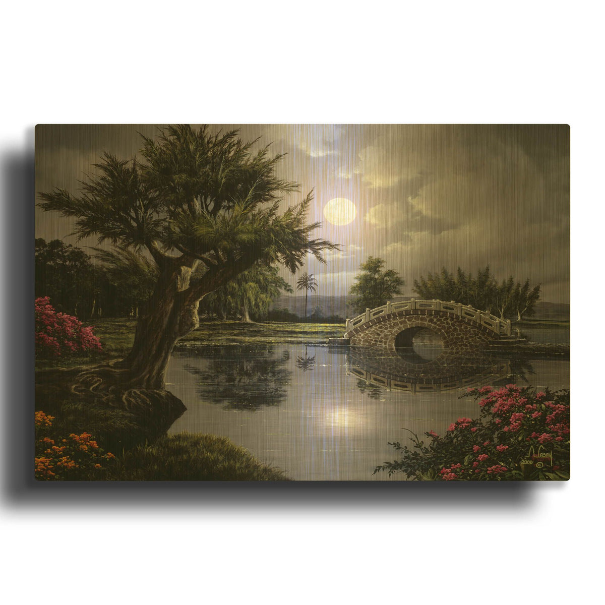 'Late Night Bridge' By Anthony Casay Gold Metal Wall Art