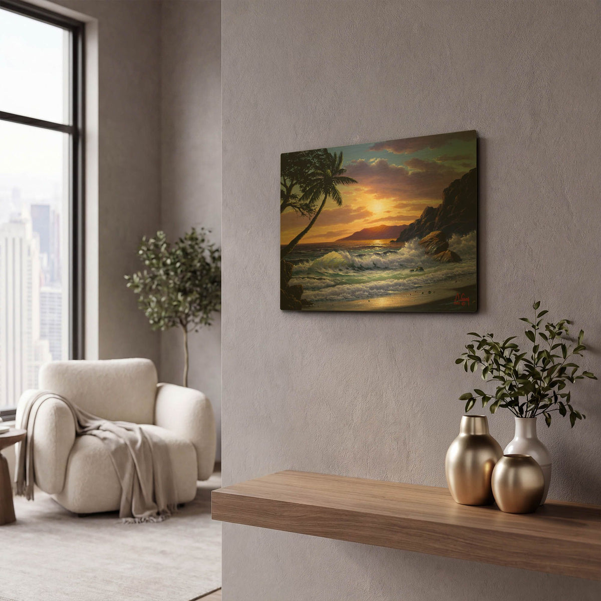 'Emerald Sea' By Anthony Casay Gold Metal Wall Art