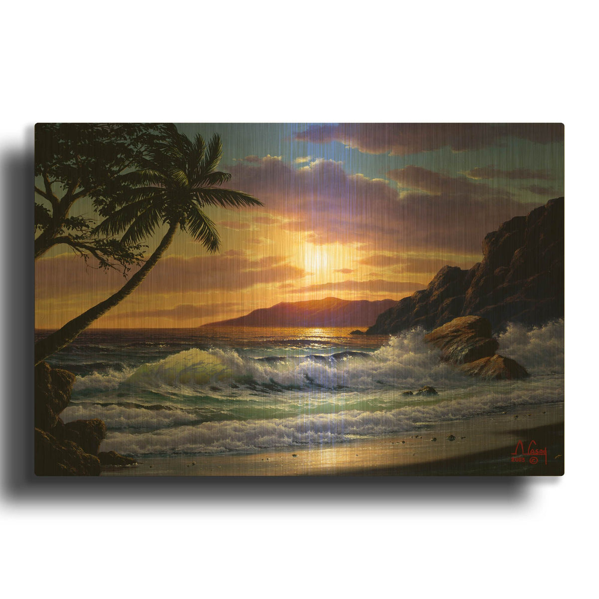 'Emerald Sea' By Anthony Casay Gold Metal Wall Art