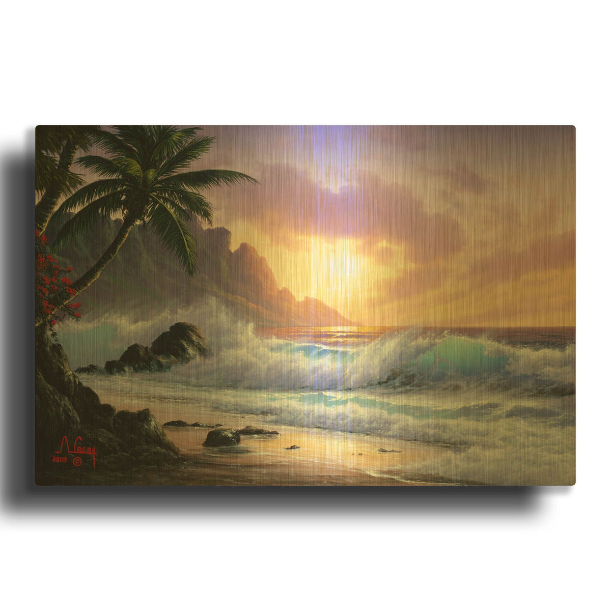'Sunrise Waves' By Anthony Casay Gold Metal Wall Art