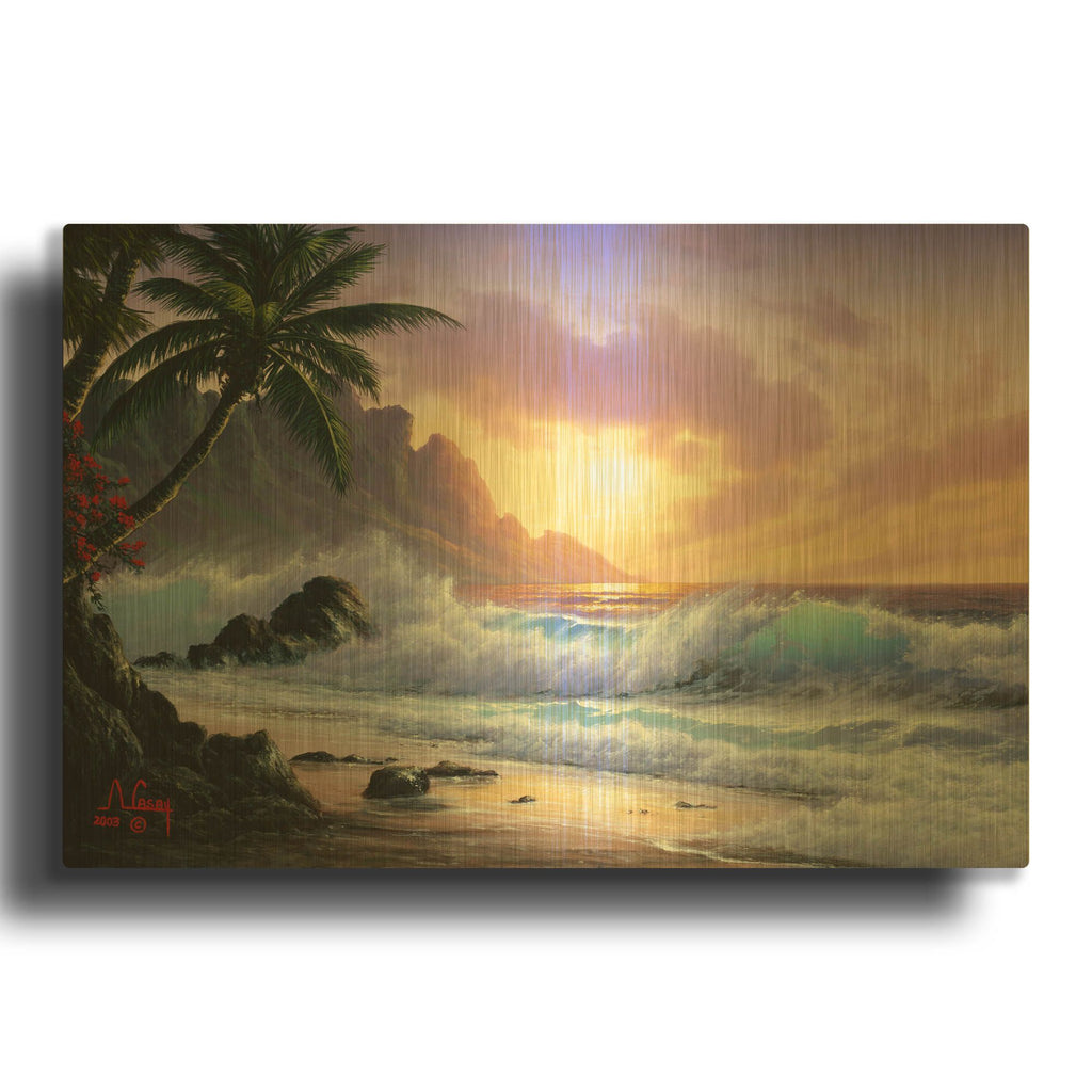 'Sunrise Waves' By Anthony Casay Gold Metal Wall Art