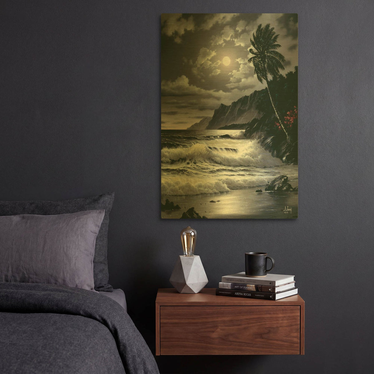 'Late Night waves' By Anthony Casay Gold Metal Wall Art