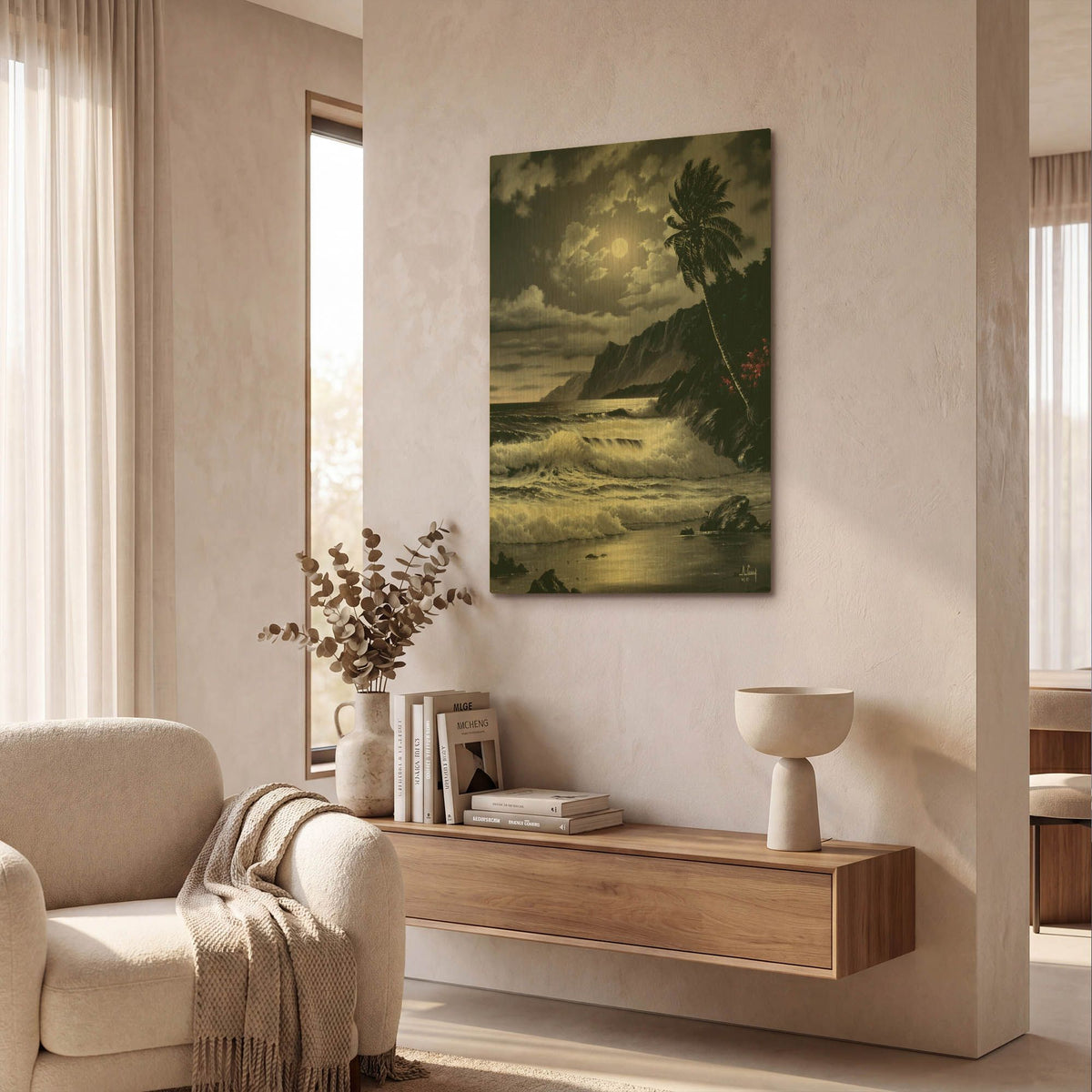 'Late Night waves' By Anthony Casay Gold Metal Wall Art