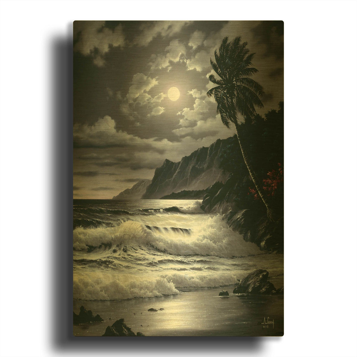'Late Night waves' By Anthony Casay Gold Metal Wall Art