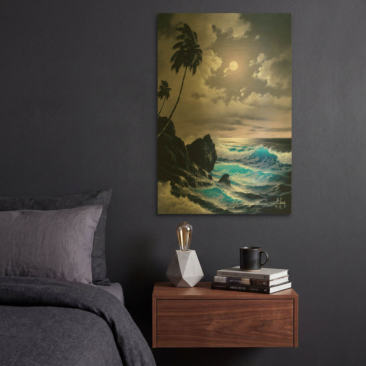 'Saphire Waves' By Anthony Casay Gold Metal Wall Art