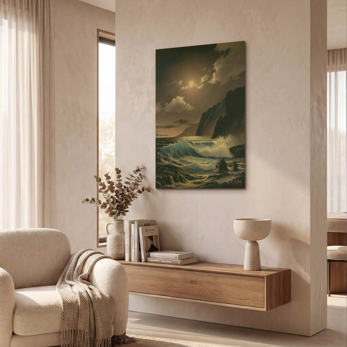 'Saphire waves 2' By Anthony Casay Gold Metal Wall Art