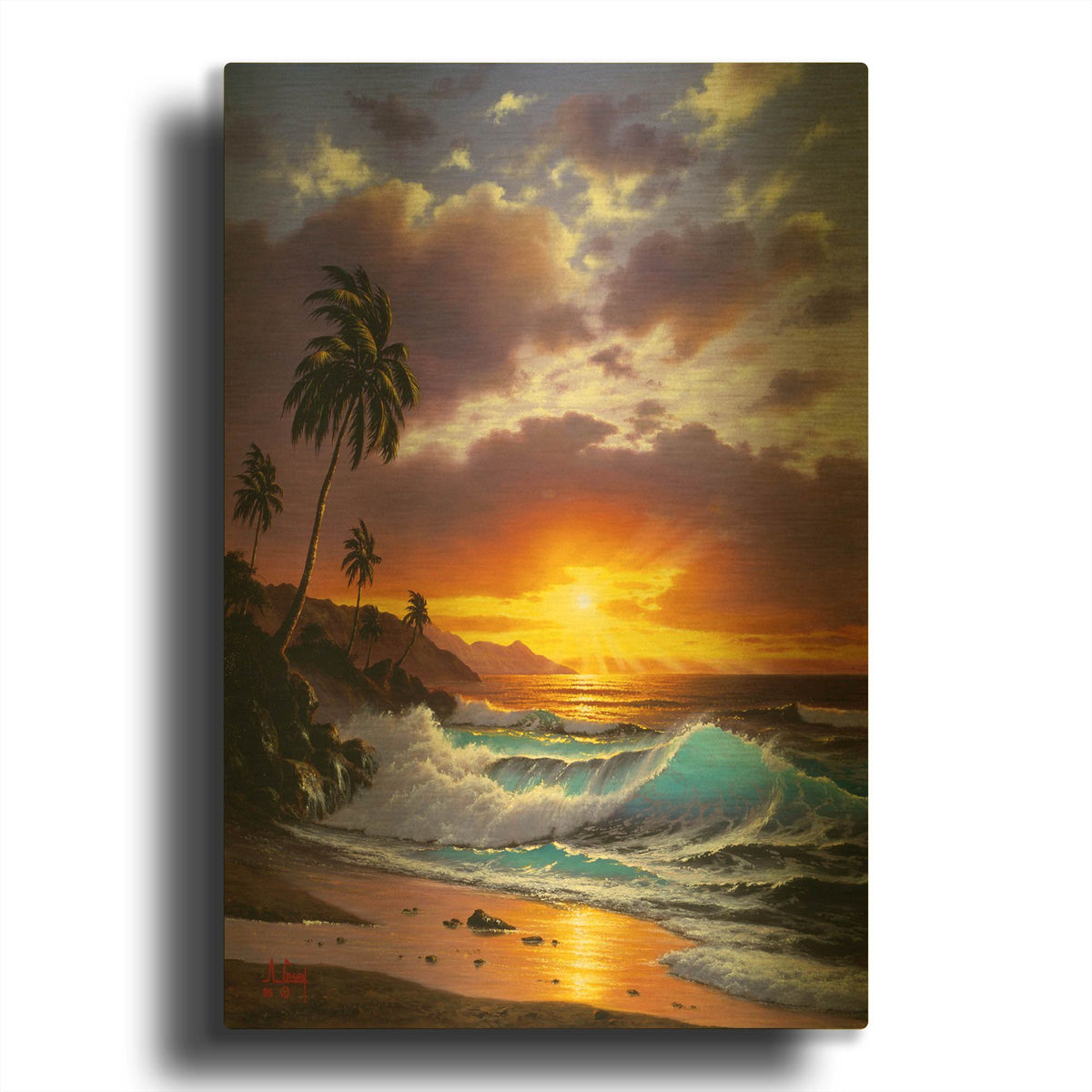 'Sunset Ocean' By Anthony Casay Gold Metal Wall Art