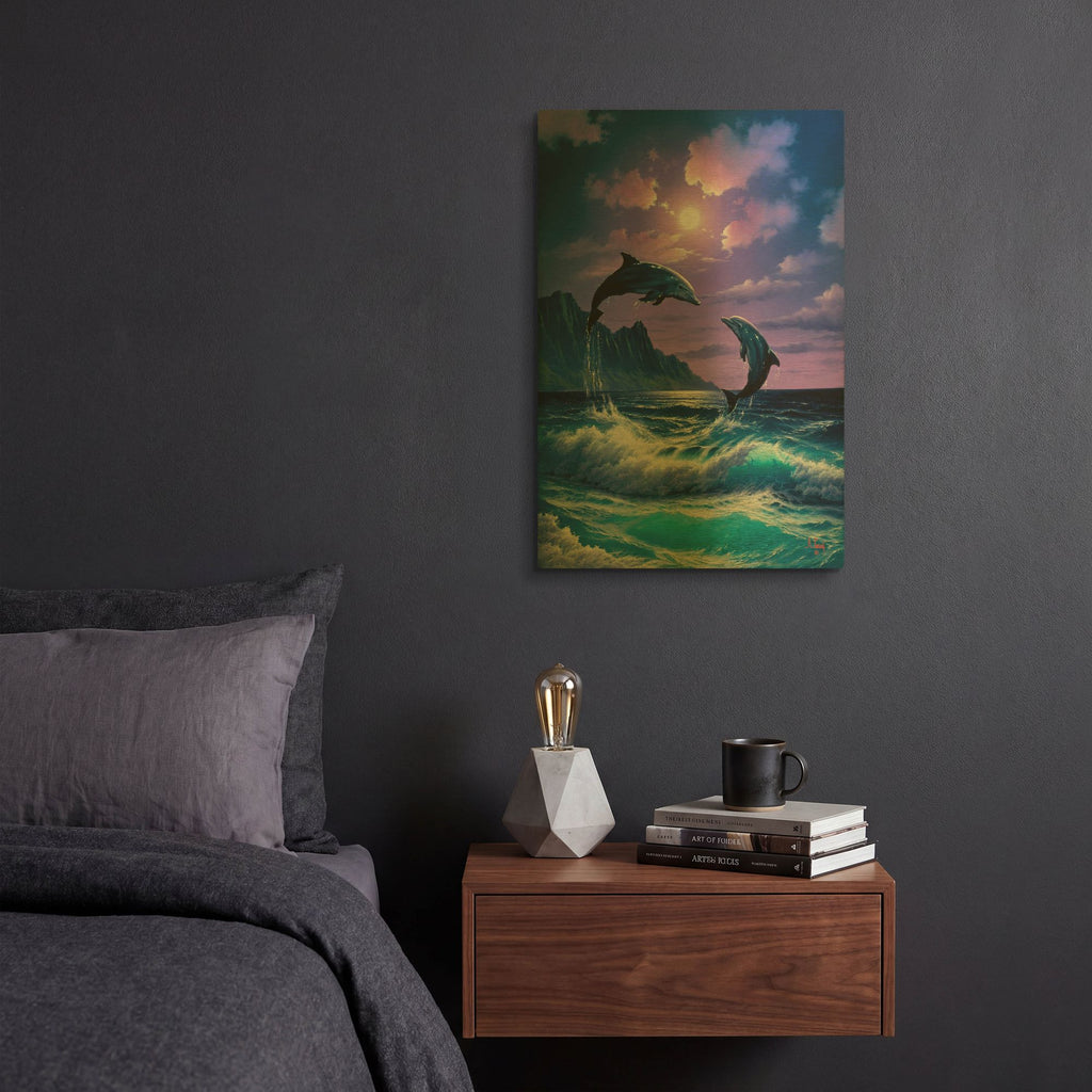 'Dolphin Dance' By Anthony Casay Gold Metal Wall Art