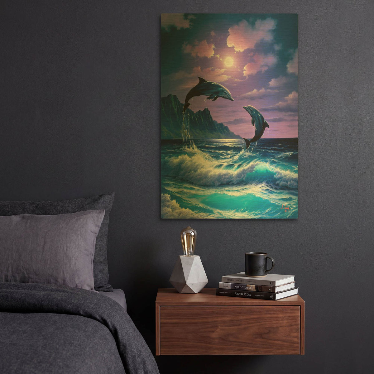 'Dolphin Dance' By Anthony Casay Gold Metal Wall Art