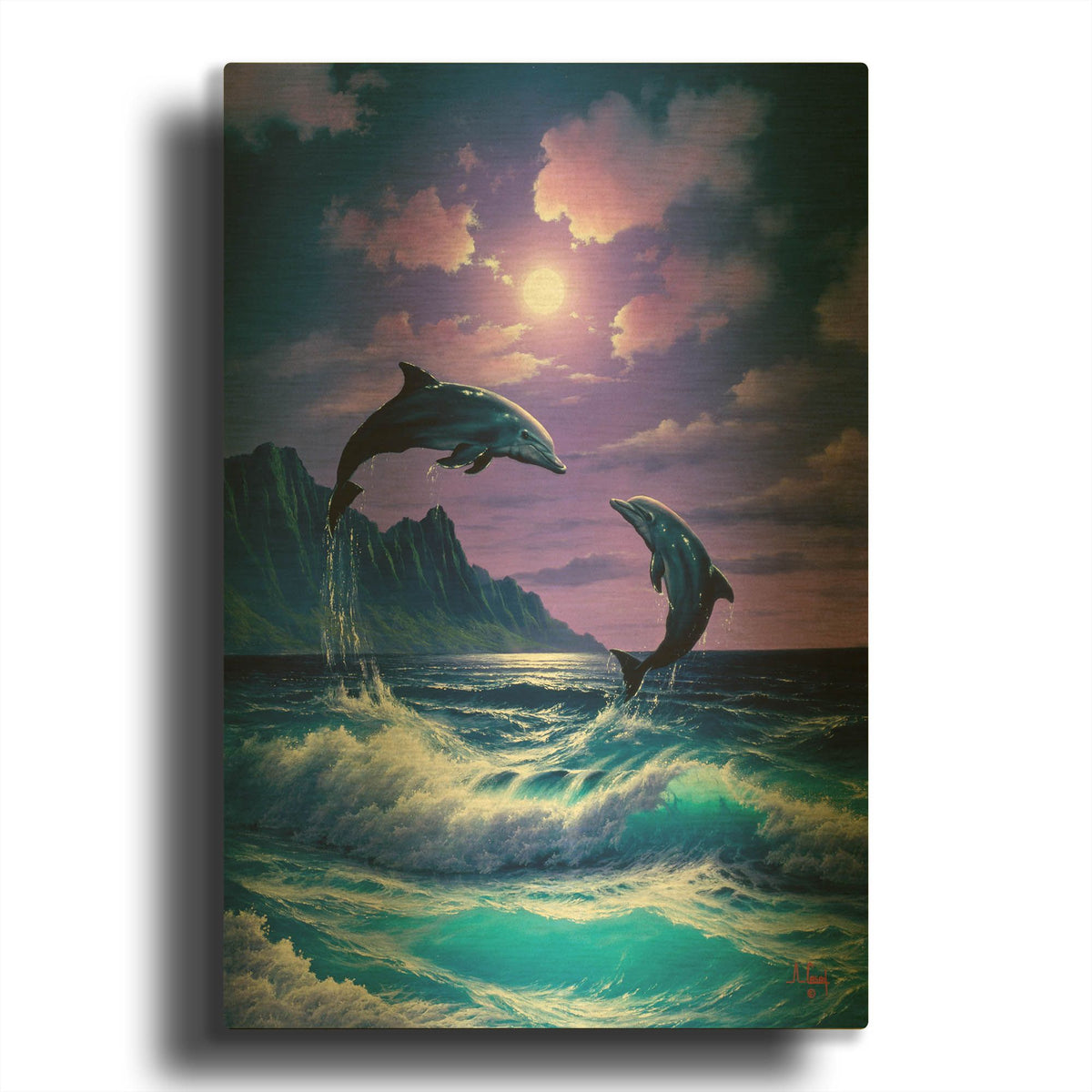 'Dolphin Dance' By Anthony Casay Gold Metal Wall Art