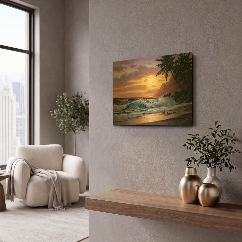'Sunsets at the beach never get old' By Anthony Casay Gold Metal Wall Art