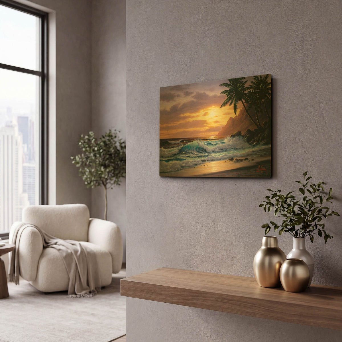'Sunsets at the beach never get old' By Anthony Casay Gold Metal Wall Art