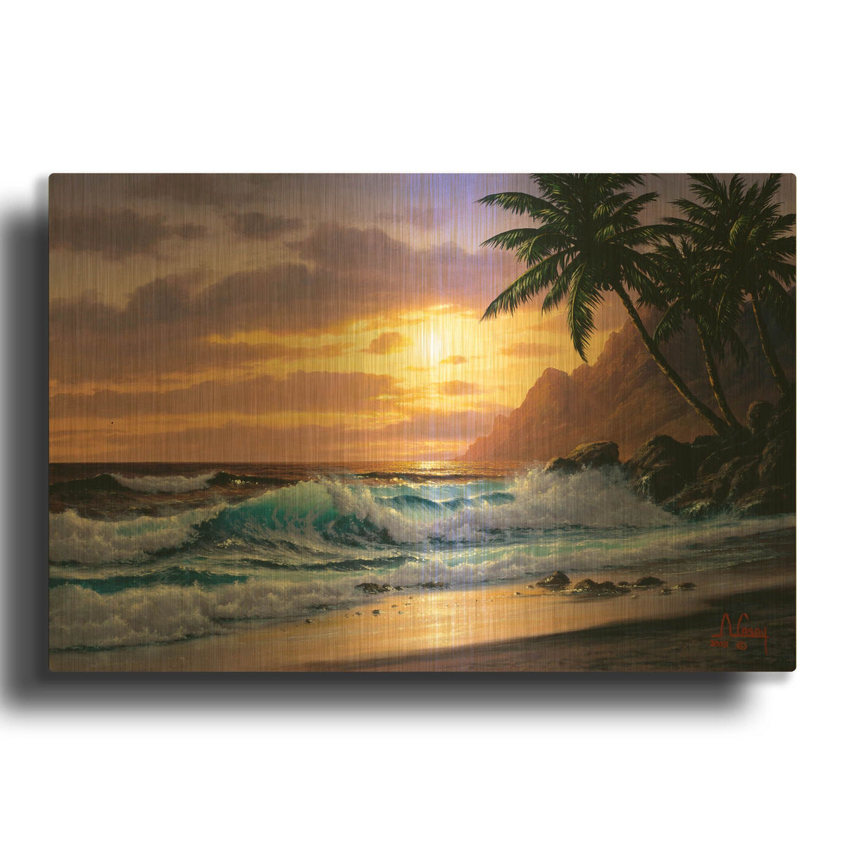 'Sunsets at the beach never get old' By Anthony Casay Gold Metal Wall Art