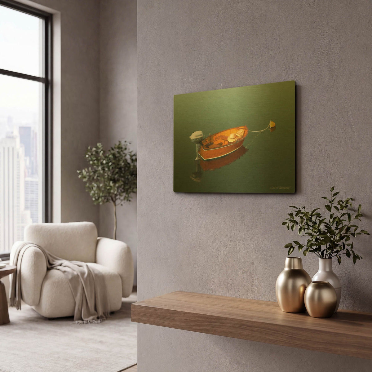 'Sunset in the Pier II' By Carlos Casamayor Gold Metal Wall Art