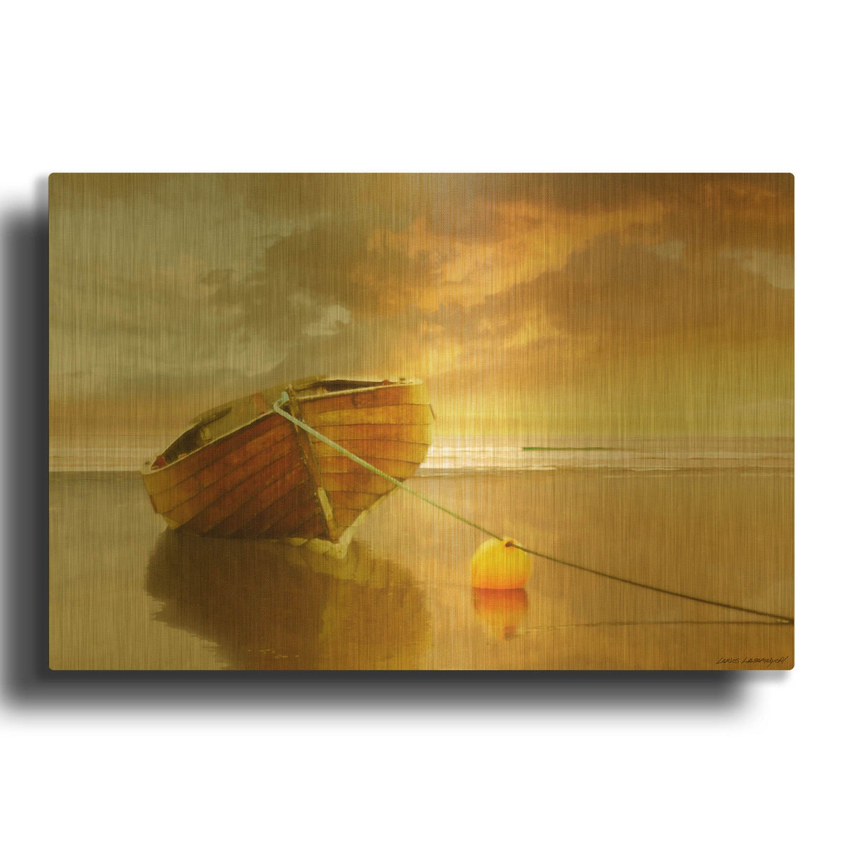 'The Solitude of the Sea II' By Carlos Casamayor Gold Metal Wall Art