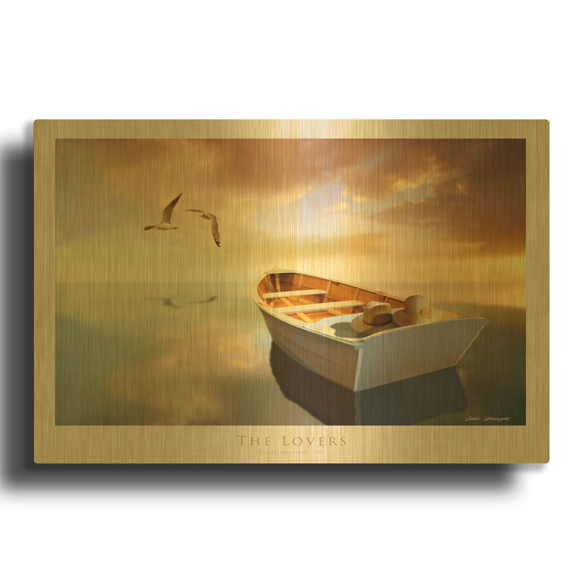 'The Lovers' By Carlos Casamayor Gold Metal Wall Art
