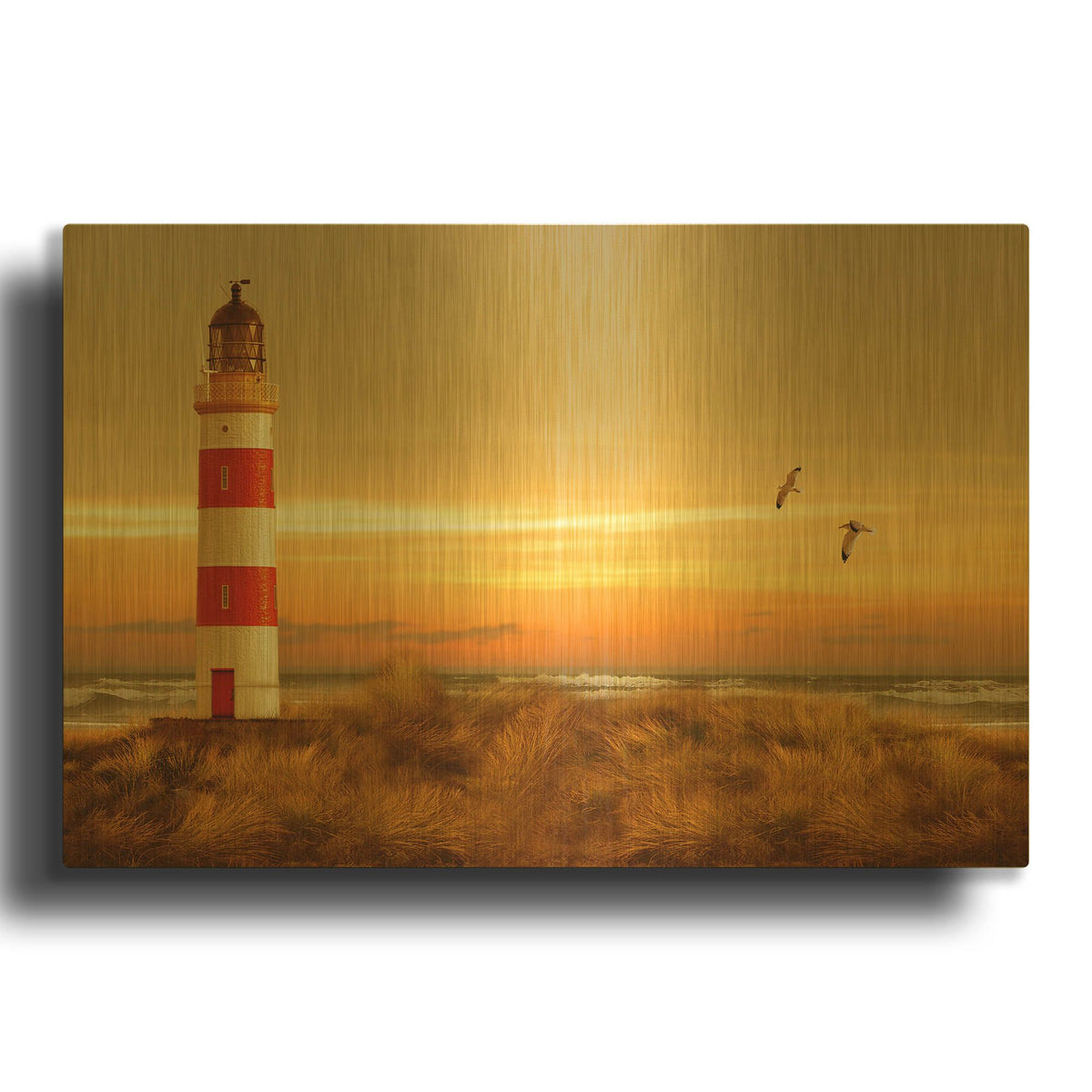 'Pacific Sunset 5' By Carlos Casamayor Gold Metal Wall Art