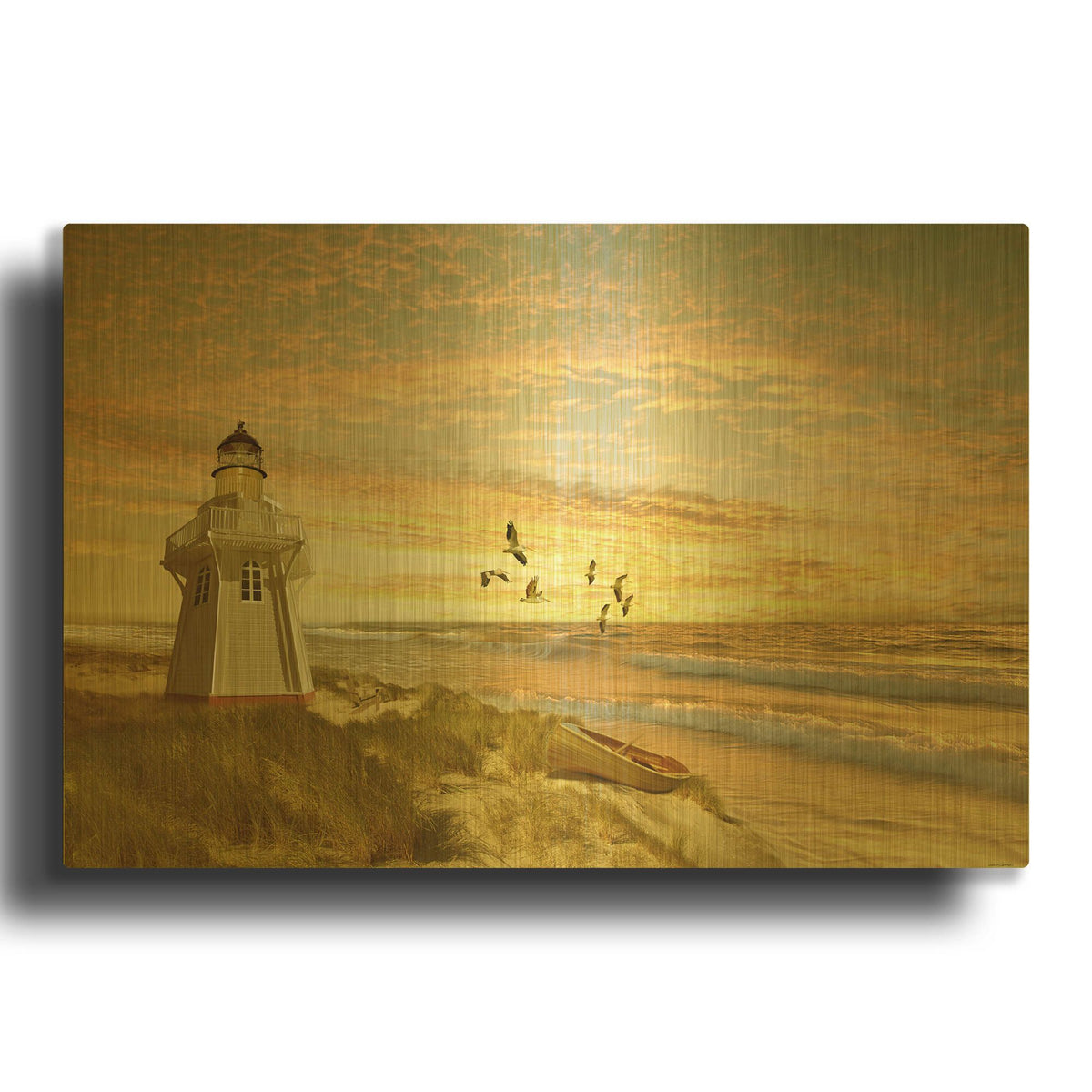 'Pacific Sunset 6' By Carlos Casamayor Gold Metal Wall Art