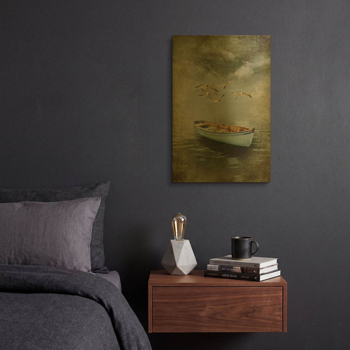 'Alone in the Mist' By Carlos Casamayor Gold Metal Wall Art
