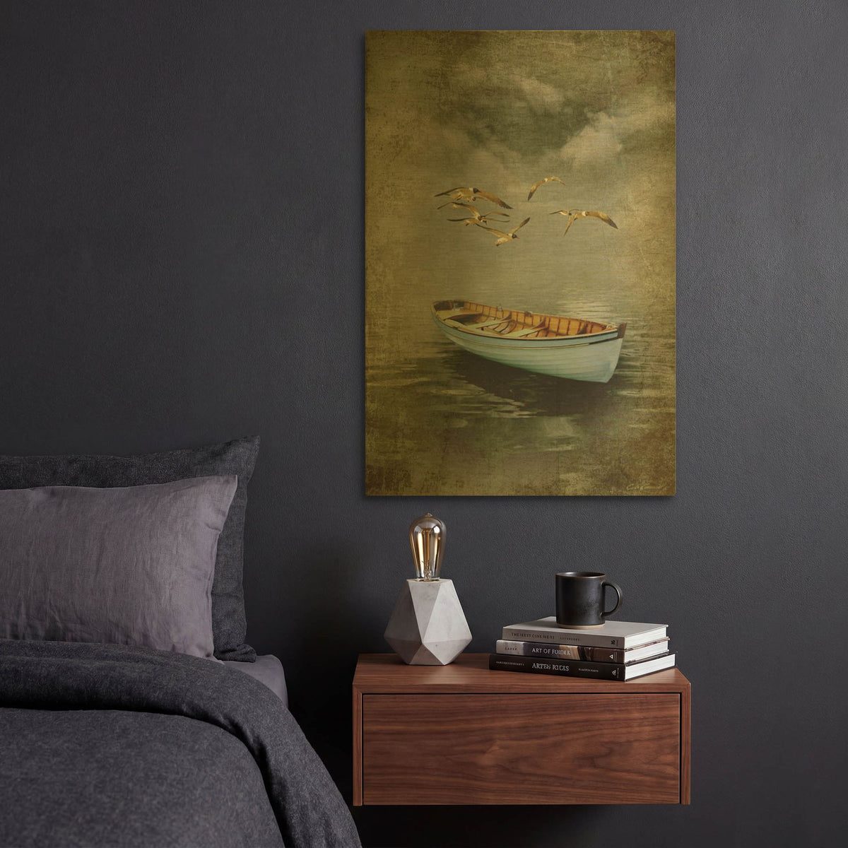 'Alone in the Mist' By Carlos Casamayor Gold Metal Wall Art